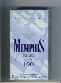 Memphis Blue American Blend Lights 100 cigarettes hard box