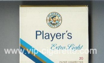 Player\'s Navy Cut Extra Light cigarettes white and blue wide flat hard box
