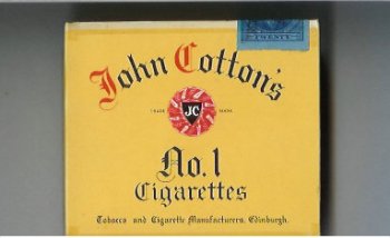 John Cotton\'s No 1 cigarettes wide flat hard box
