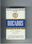 Ducados Lights 100% Tabaco Natural white and blue and gold cigarettes hard box Ducados Lights 100% Tabaco Natural white and blue and gold cigarettes hard box
