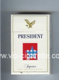 President Superior Fine American Blend white and red cigarettes hard box
