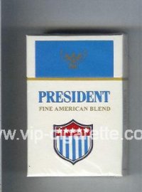 President Fine American Blend white and blue cigarettes hard box