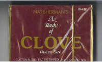Nat Sherman's A Touch of Clove White cigarettes wide flat hard box