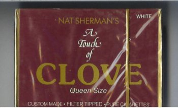 Nat Sherman\'s A Touch of Clove White cigarettes wide flat hard box