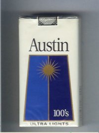 Austin 100s Ultra Lights cigarettes with trapezium