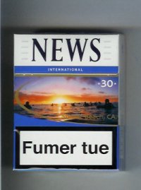 News International 30 Sunset Beach, CA white and blue cigarettes hard box