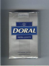 Doral Premium Taste Guaranteed Ultra Lights cigarettes soft box Doral Premium Taste Guaranteed Ultra Lights cigarettes soft box