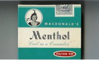 Macdonald's Menthol Filter Tip cigarettes wide flat hard box