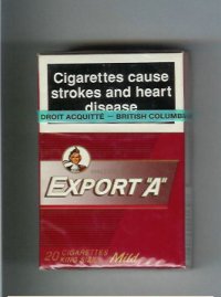 Export 'A' Macdonald Mild red cigarettes hard box