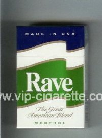 Rave Menthol The Great American Blend cigarettes hard box