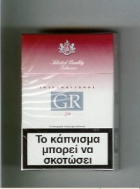 GR Selected Quality Tobaccos International white and red cigarettes hard box