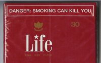 Life King Size Filter 30 red cigarettes wide flat hard box