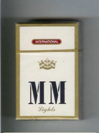 MM Lights International white and gold cigarettes hard box