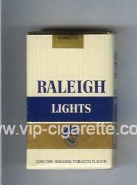 Raleigh Lights cigarettes white and gold and blue soft box