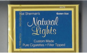 Nat Sherman\'s Natural Lights White cigarettes wide flat hard box