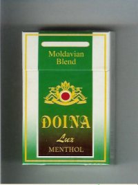 Doina Lux Menthol Moldavian Blend green and white and black cigarettes hard box Doina Lux Menthol Moldavian Blend green and white and black cigarettes hard box