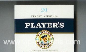 Player\'s Navy Cut Finest Virginia white and blue cigarettes wide flat hard box