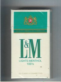 L&M Quality American Tobaccos Lights Menthol 100s cigarettes hard box