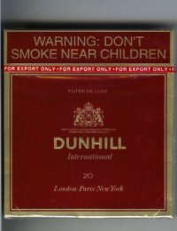 Dunhill Filter De Luxe International 20 100s cigarettes wide flat hard box