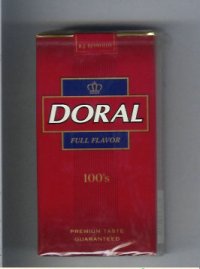 Doral Premium Taste Guaranteed Full Flavor 100s cigarettes soft box Doral Premium Taste Guaranteed Full Flavor 100s cigarettes soft box