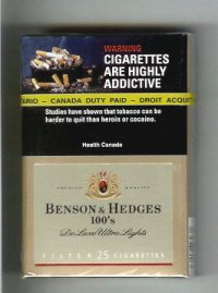 Benson and Hedges de Luxe Ultra Lights cigarettes hard box