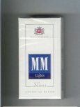 MM Slims Lights American Blend white and blue cigarettes hard box