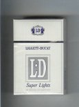 LD Liggett-Ducat Super Lights white and silver cigarettes hard box LD Liggett-Ducat Super Lights white and silver cigarettes hard box