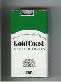 Gold Coast Menthol Lights 100s Premium 'Carolina Gold' Cigarettes soft box