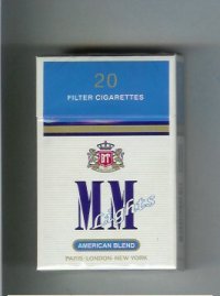 MM American Blend Lights white and blue cigarettes hard box