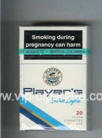 Player's Navy Cut Extra Light cigarettes white and blue hard box
