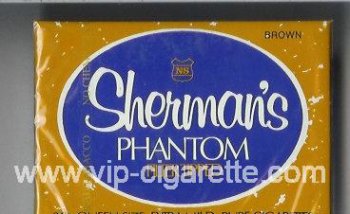 Sherman\'s Phantom Filter Tipped Brown Cigarettes wide flat hard box
