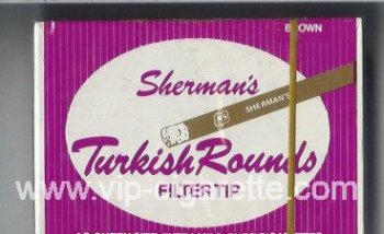 Sherman\'s Turkish Rounds Filter Tip Brown Cigarettes wide flat hard box