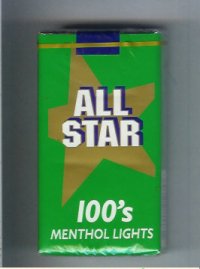All Star 100s Menthol Lights cigarettes