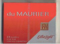 Du Maurier Extra Light 25s Class A King Size cigarettes wide flat hard box