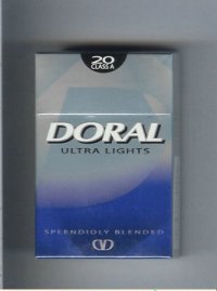 Doral Splendidly Blended Ultra Lights cigarettes hard box