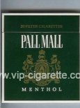 Pall Mall Menthol Filter Cigarettes green 100s cigarettes wide flat hard box