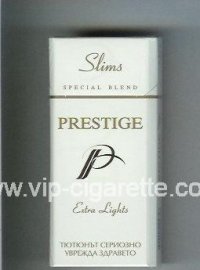 P Prestige Extra Lights 100s Slims Special Blend cigarettes hard box