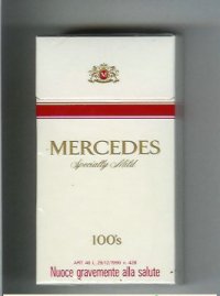 Mercedes Specially Mild 100s white cigarettes hard box