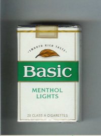 Basic Menthol Lights cigarettes Smooth Rich Taste soft box