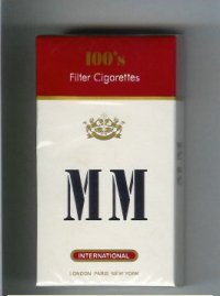 MM International 100s white and red cigarettes hard box