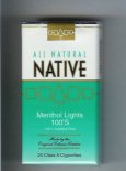 Native All Natural Menthol Lights 100s 100 percent Additive-Free cigarettes soft box