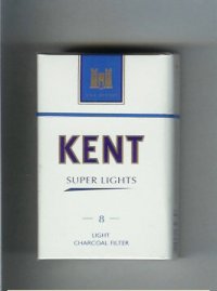 Kent USA Blend Super Lights 8 Light Charcoal Filter cigarettes hard box