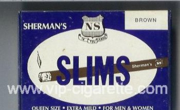 Sherman\'s Slims Brown Cigarettes wide flat hard box