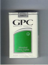 GPC Quality Tabacco Menthol Ultra Lights King Size Filters Cigarettes soft box