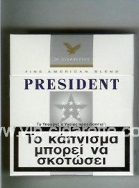 President 30 white and grey cigarettes hard box