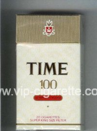 Time 100 American Blend cigarettes white and gold hard box
