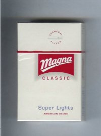 Magna Classic Super Lights American Blend white and red cigarettes hard box
