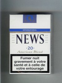 News American Blend International white and blue cigarettes hard box