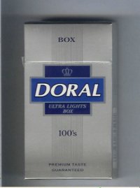 Doral Premium Taste Guaranteed Ultra Lights 100s cigarettes hard box