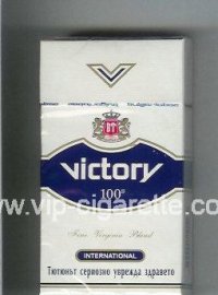 Victory 100s International cigarettes white and blue hard box Victory 100s International cigarettes white and blue hard box